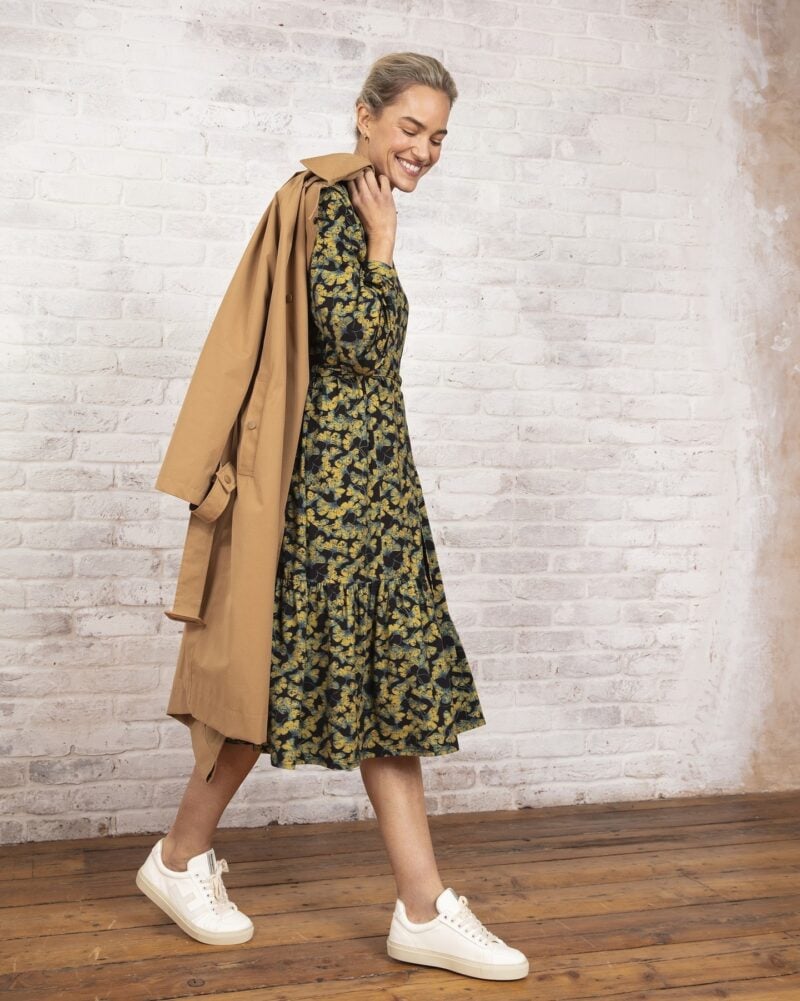 floral dress black and yellow